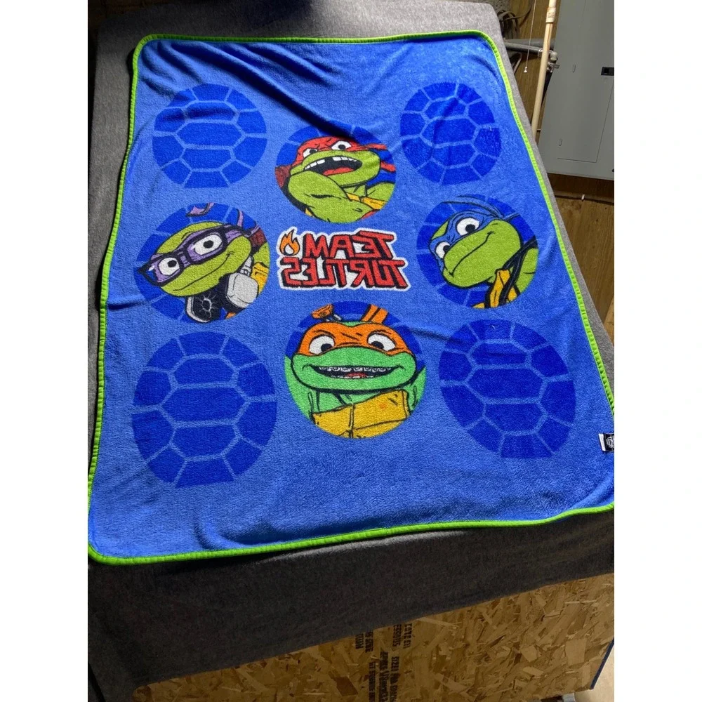 Teenage‎ Mutant Ninja Turtles Mutant Mayhem Blue Plush Throw Blanket 46x60 Kids